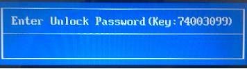 HP Enter Unlock Password Key